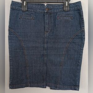 Lucky Brand Indigo Denim Pencil Skirt Front Pockets Slit Back Zip Sz 12/31. USA
